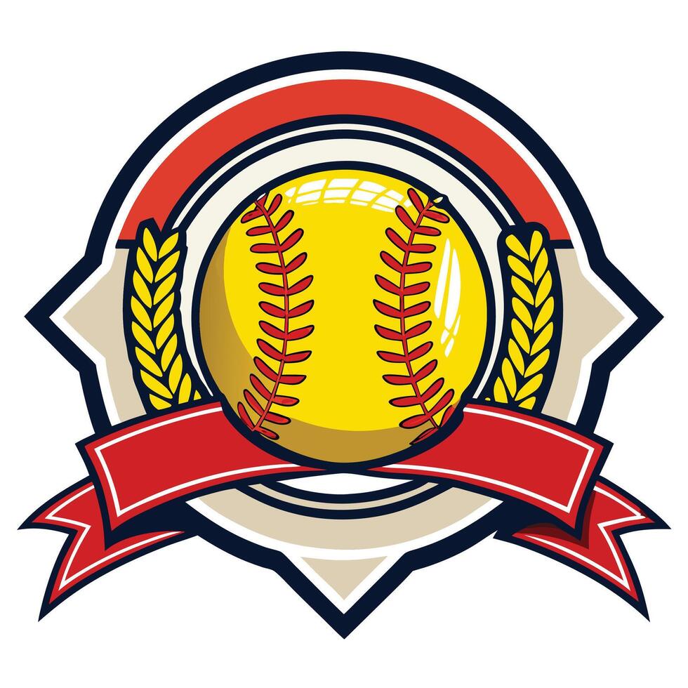 a softball ball with wheat in the center of the emblem vector