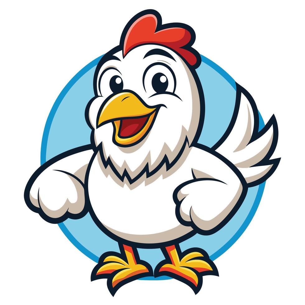 a cartoon chicken standing on its hind legs vector