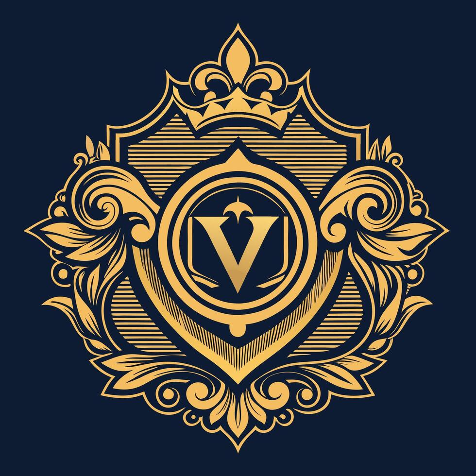the v logo on a dark blue background vector