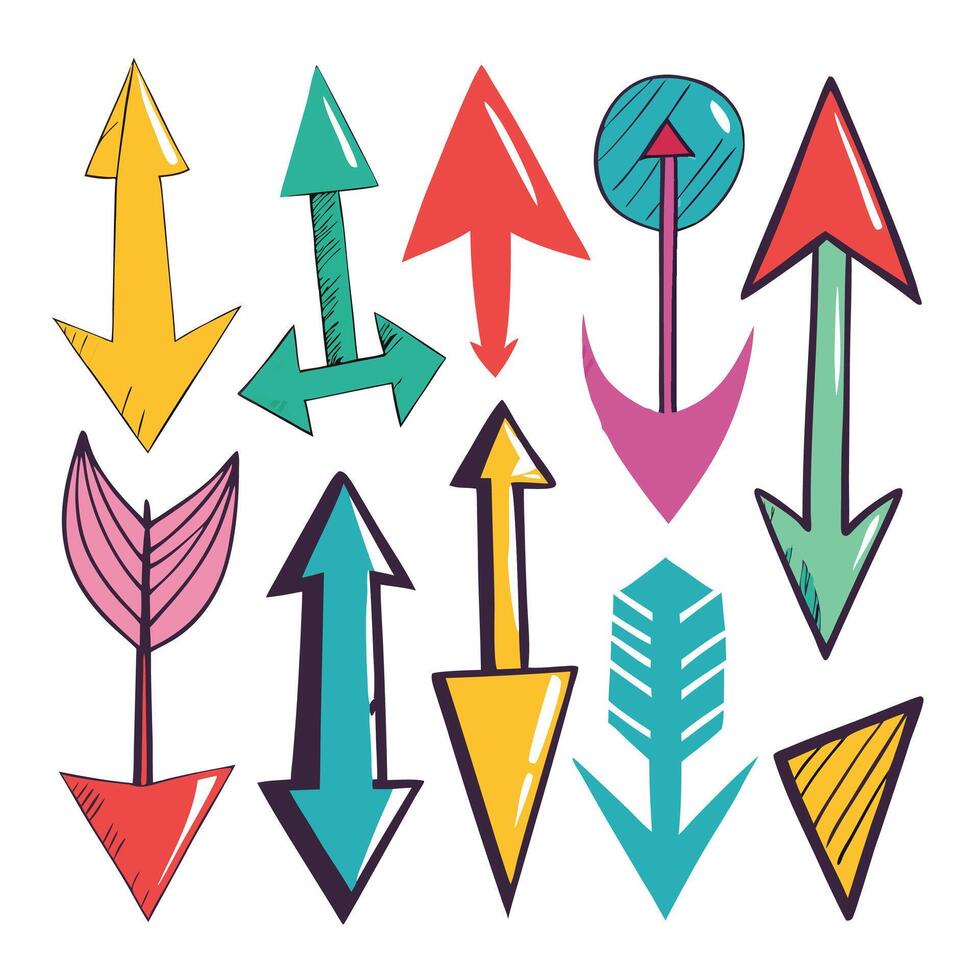 colorful arrows set, vr illustration vector