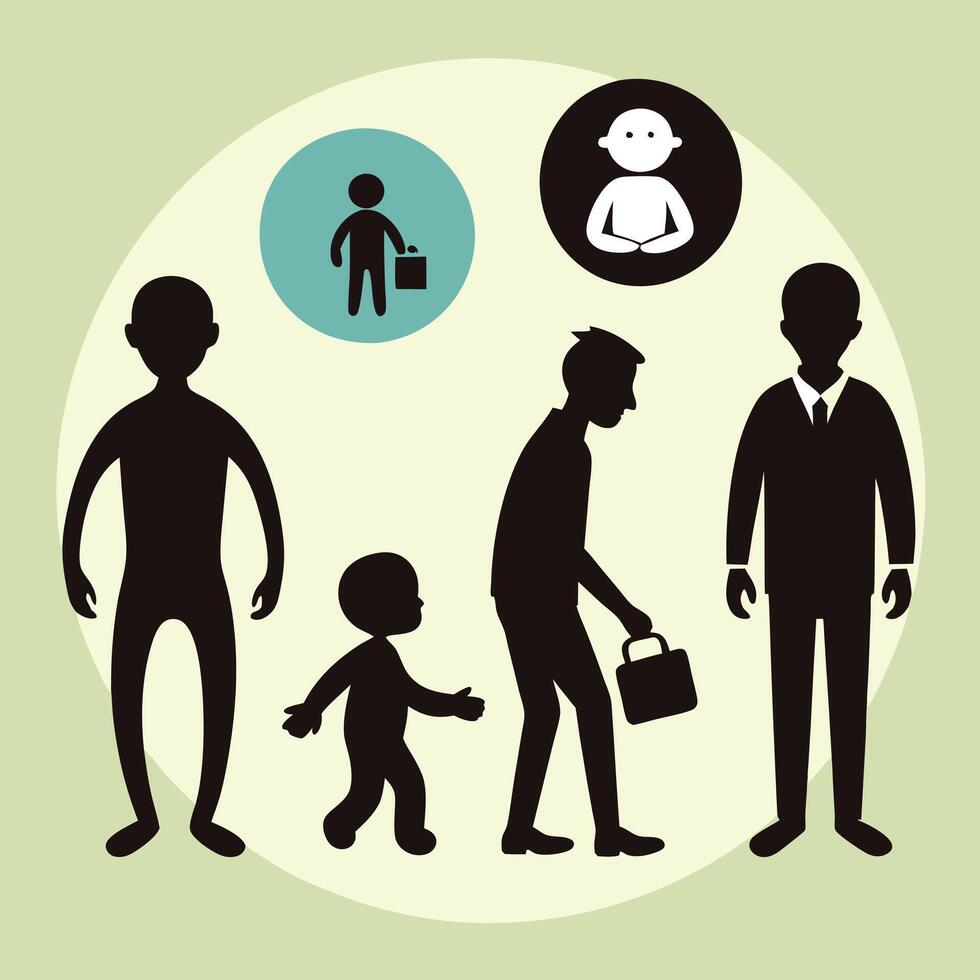 silhouettes of people and their children vector