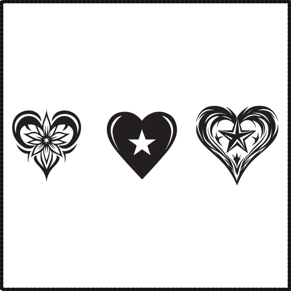 Heart Star Silhouette, Love and Dreams Art vector