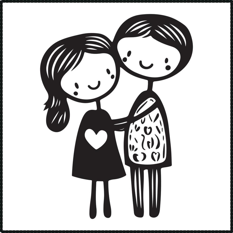 Silhouette of Sweet Love, Romantic Illustration vector