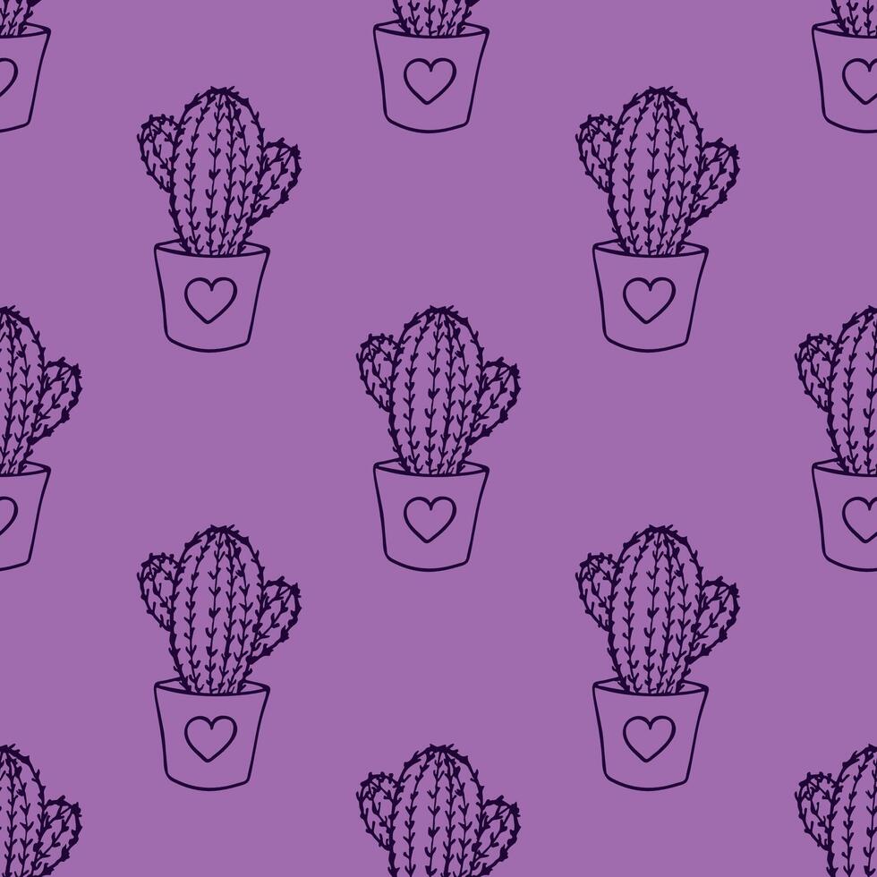 Seamless pattern with cactus doodle for decorative print, wrapping paper, greeting cards and fabric vector