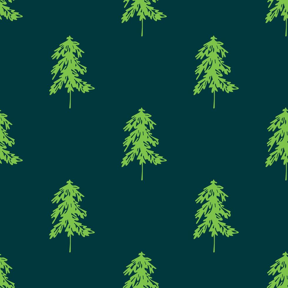 Seamless pattern with geometric minimal scandinavian Christmas tree doodle for decorative print, wrapping paper, greeting cards and fabric vector