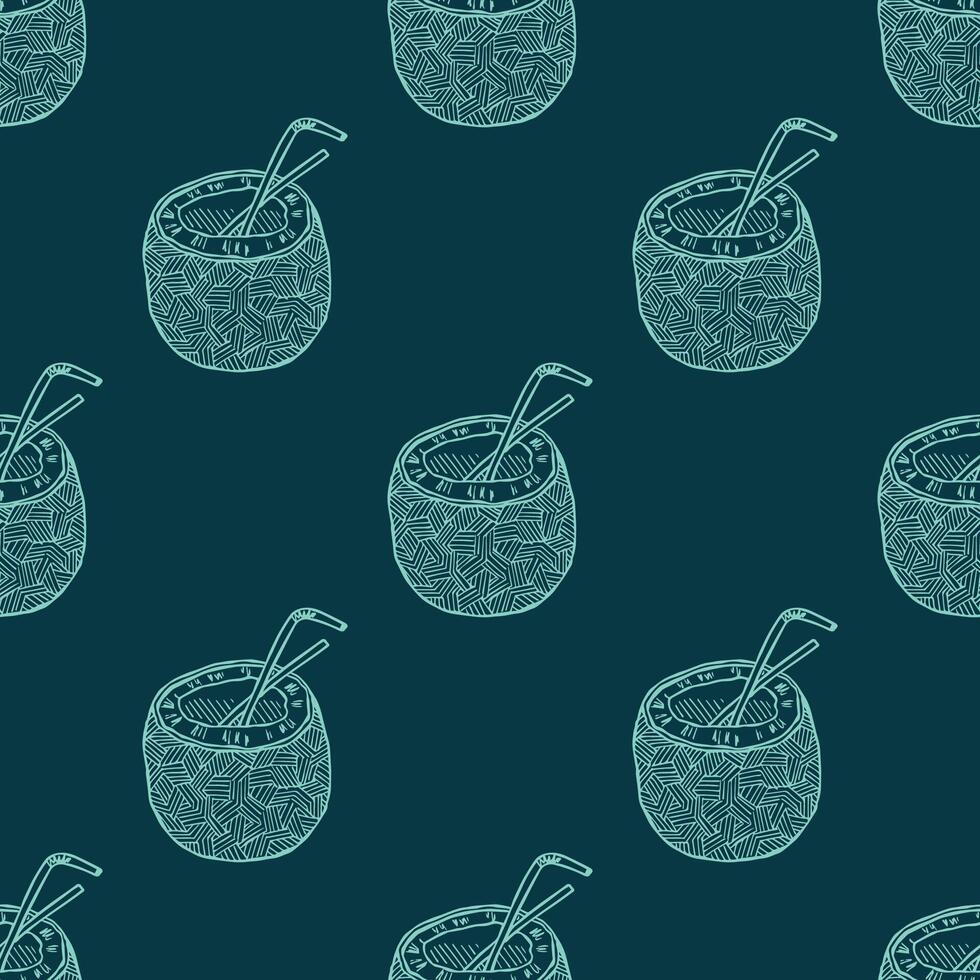 Seamless pattern with coconut doodle for decorative print, wrapping paper, greeting cards, wallpaper and fabric vector