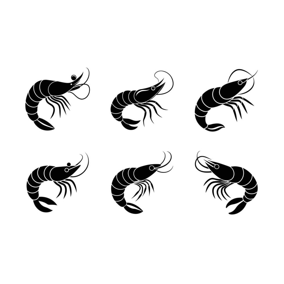 Shrimp Icon - and Linocut Silhouette Design vector