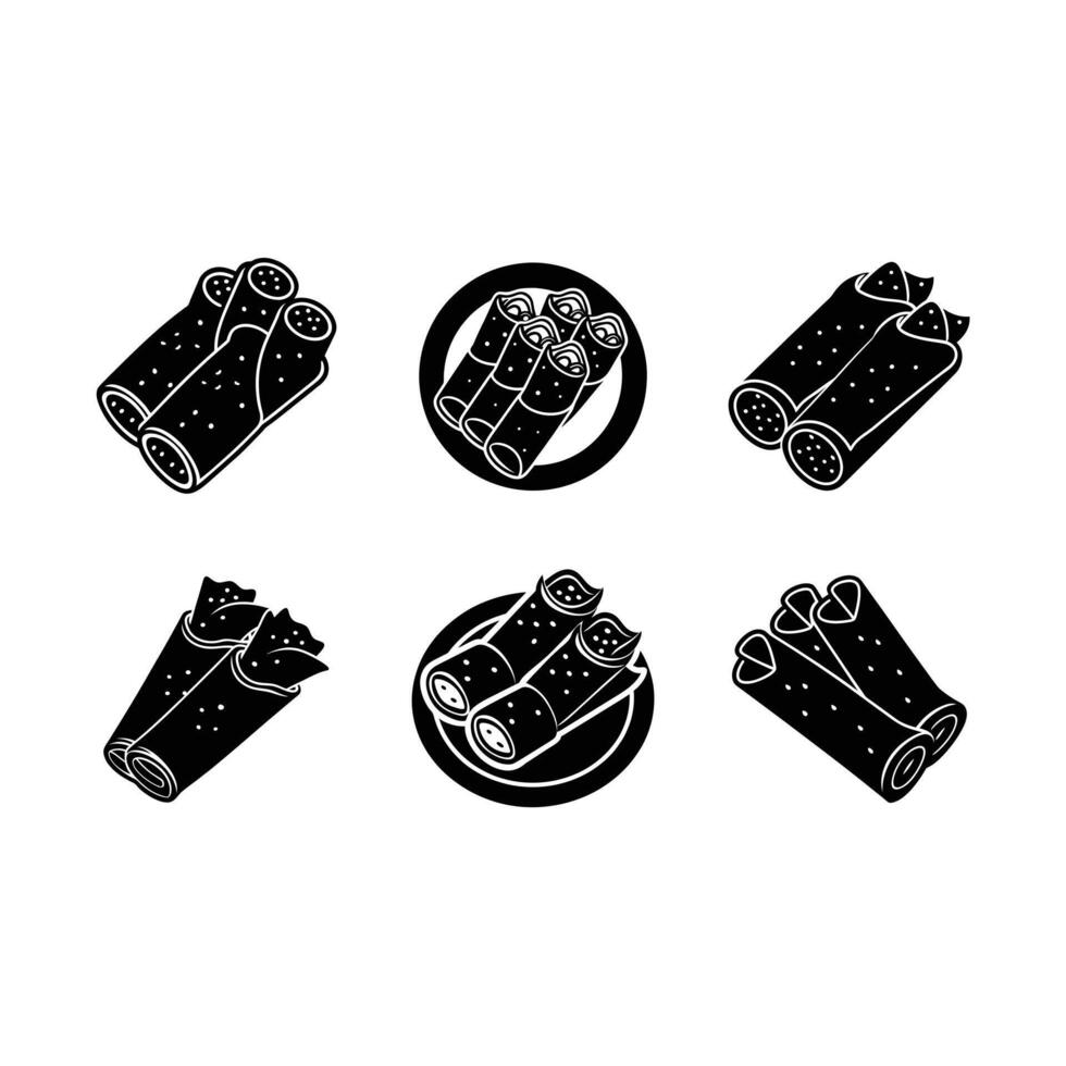 Spring Rolls Illustration - Linocut Silhouette Design vector