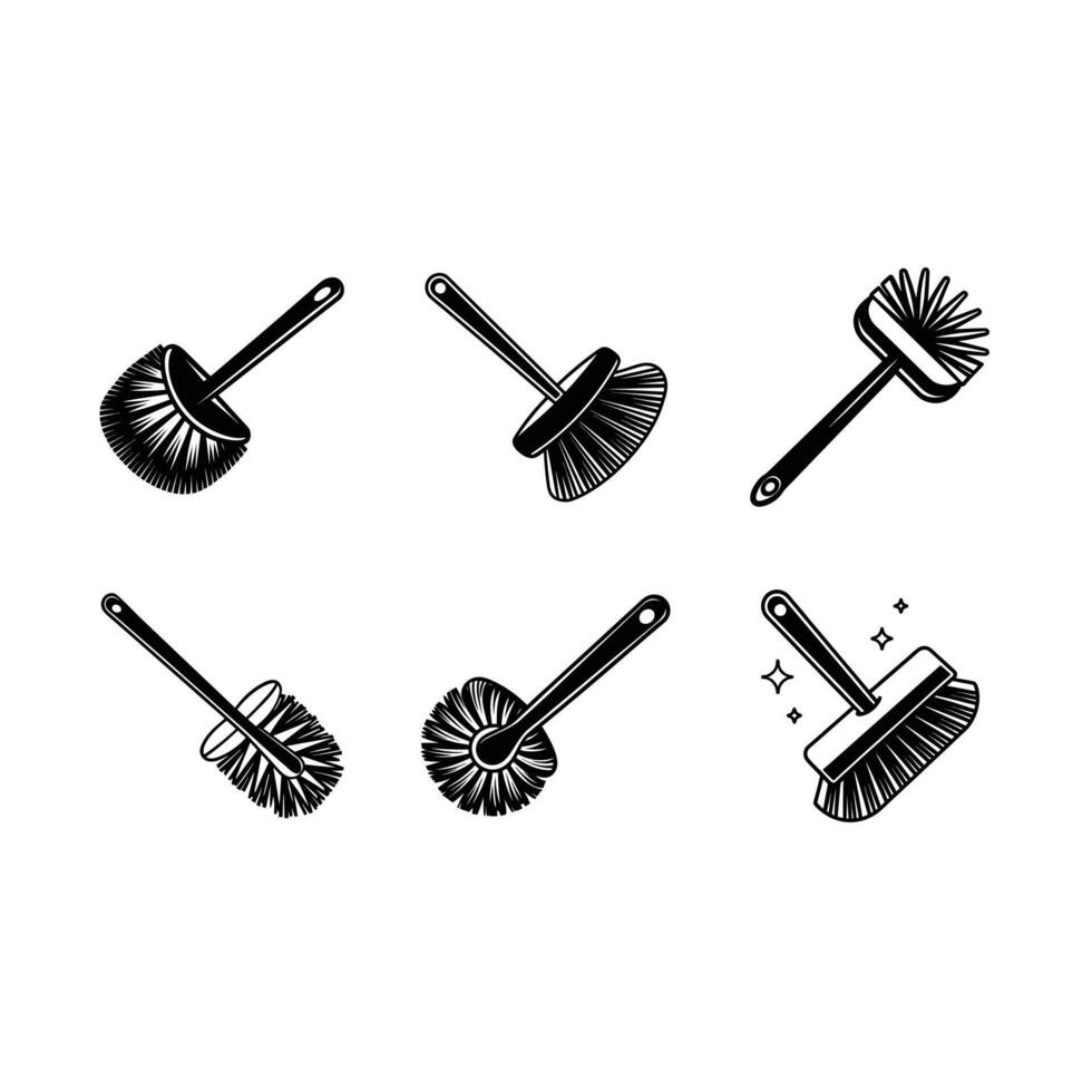 Scrubbing Brush Illustration - and Linocut Silhouette Design vector