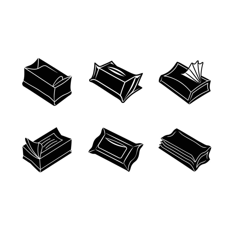 Disposable Napkin Pack Illustration - and Linocut Silhouette Design vector