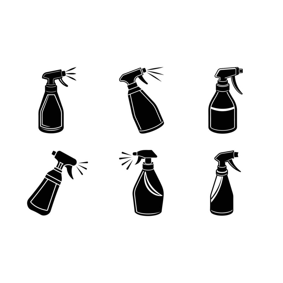 Spray Bottle , Linocut Silhouette Design vector