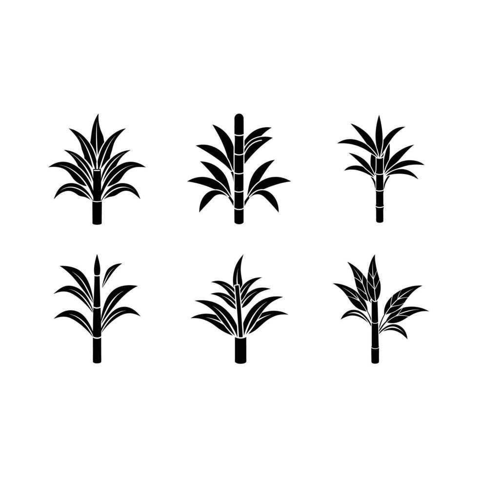 Sugar Cane Illustration Linocut Silhouette Design vector