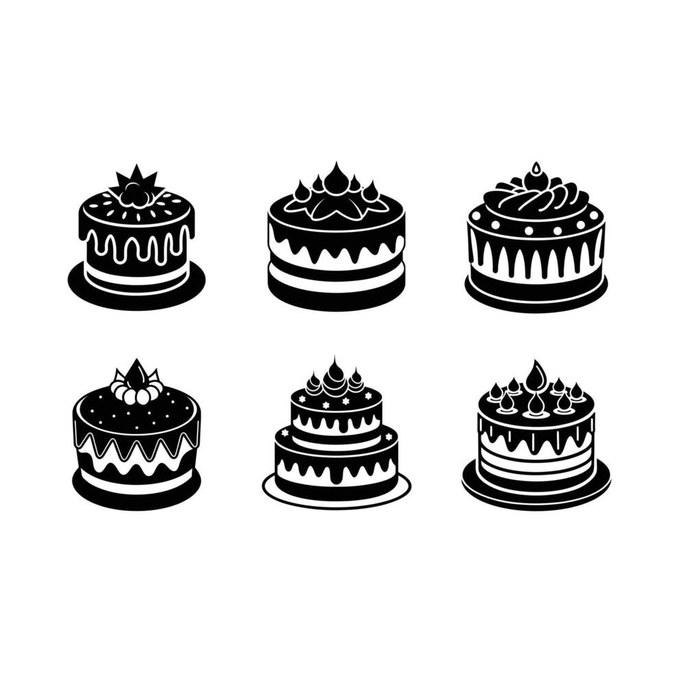 Cake and Linocut Silhouette Design vector