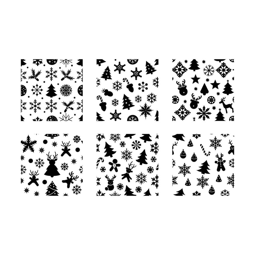 Christmas Pattern - and Linocut Silhouette Design vector