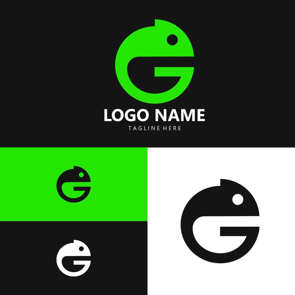 initial G chameleon logo design vector