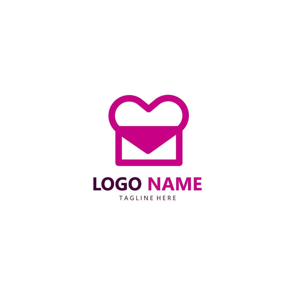 mail heart logo design vector