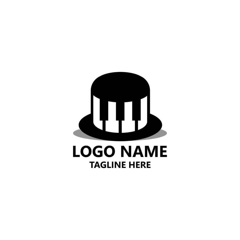 hat piano logo design vector