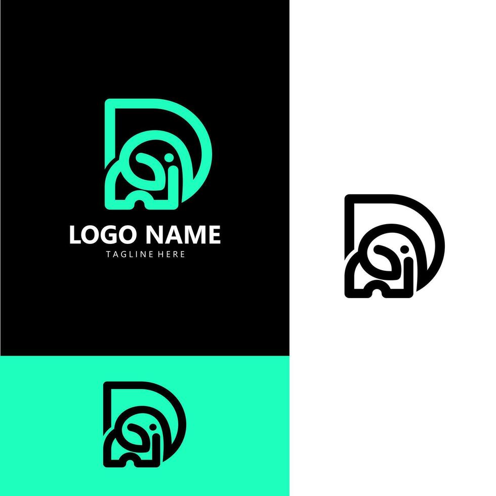 letter D elephant Logo design vector