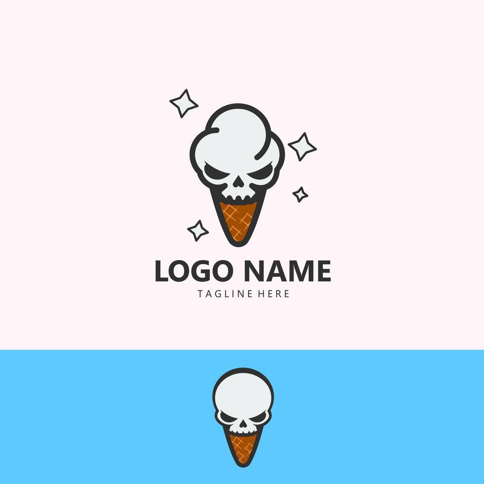 skull ice cream logo design vector