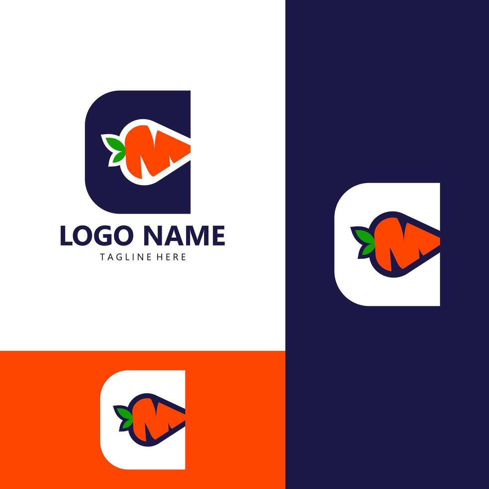 letter c carrot logo design vector