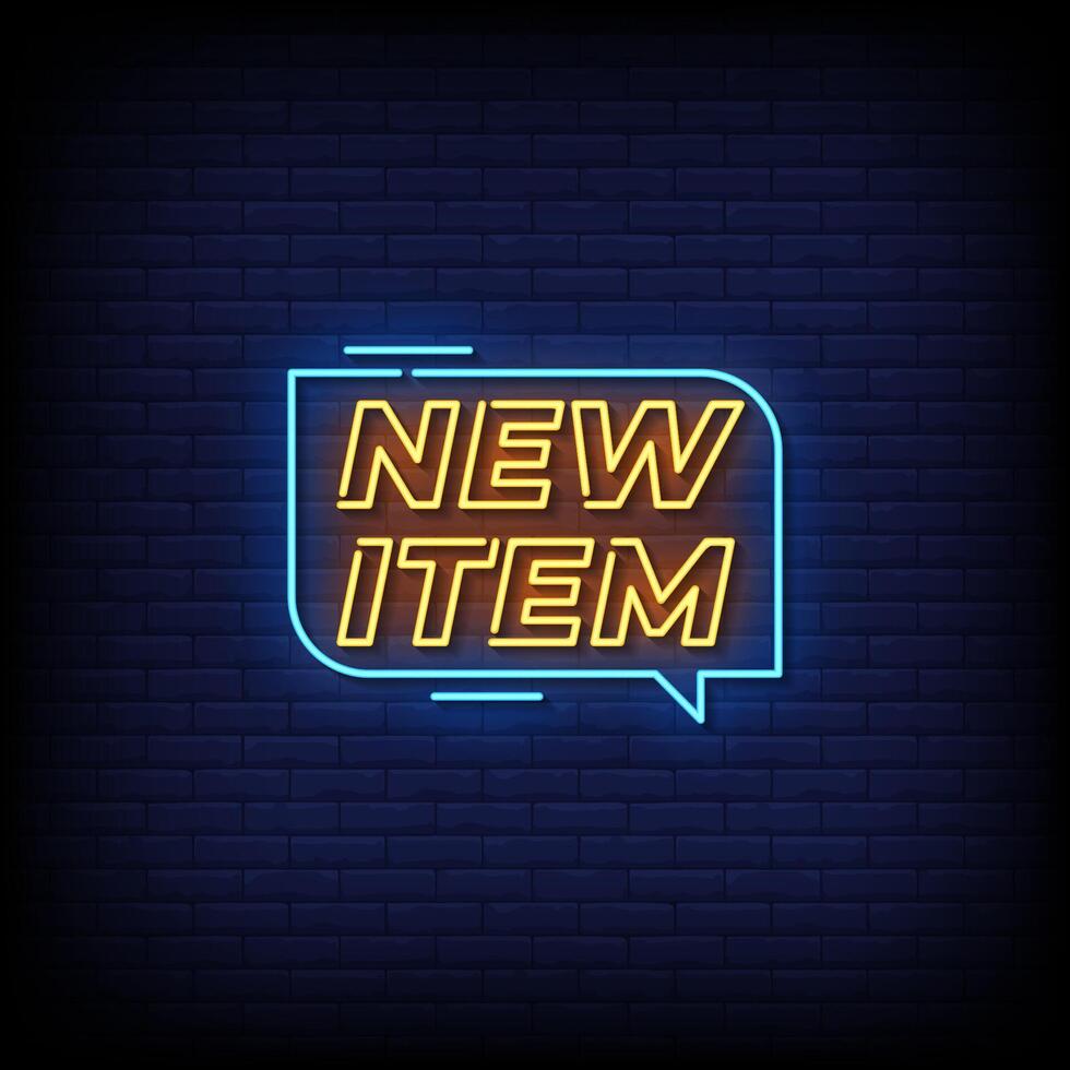 new item neon style with brick wall background vector