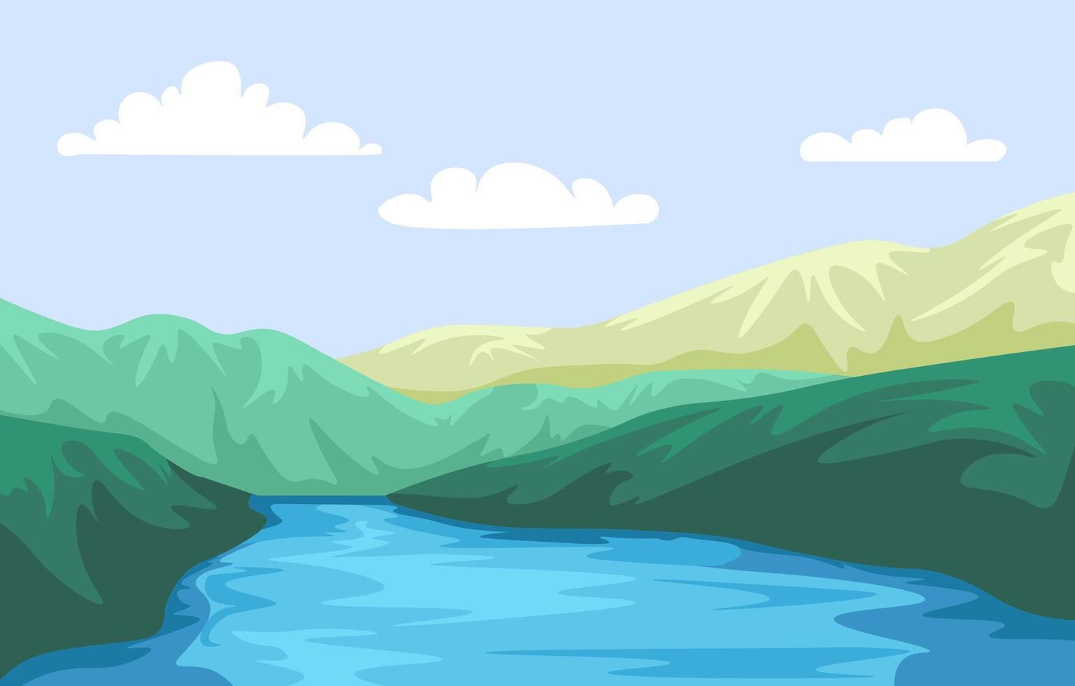 River Winding Through Green Valleys vector