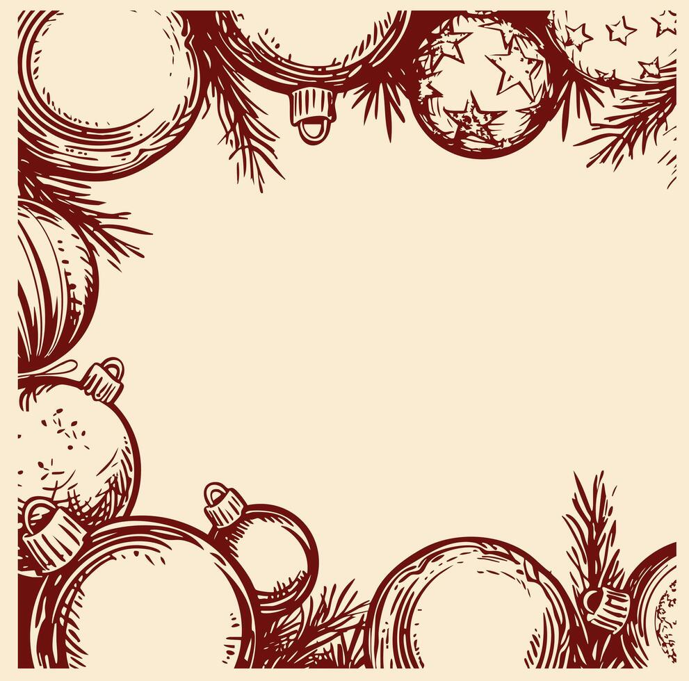 Christmas frame with ornaments illustration vector
