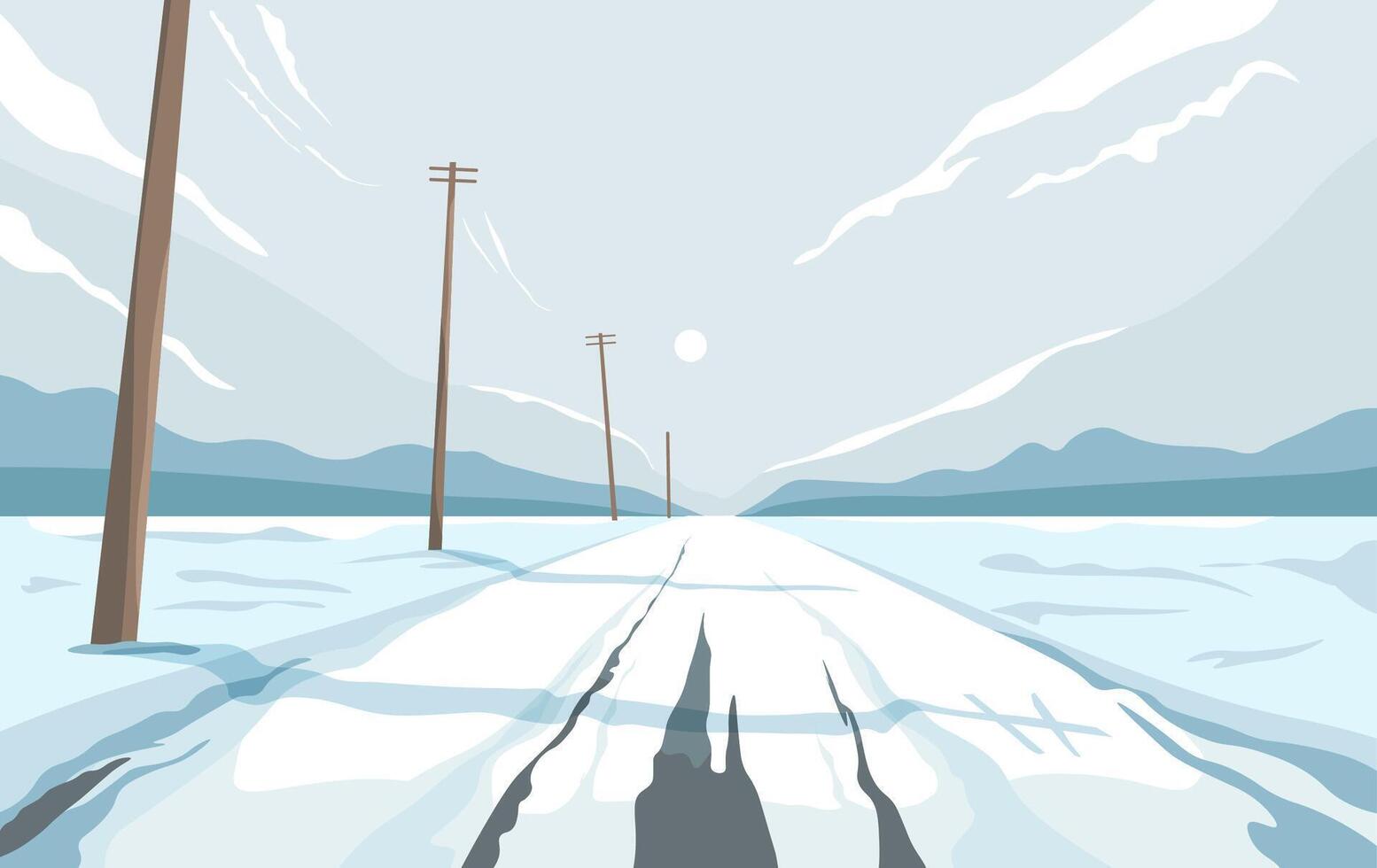Lonely Road in Snowy Wilderness vector