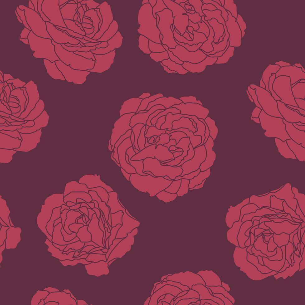 Dark Red Roses Pattern Burgundy vector