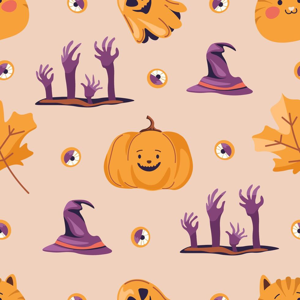 Playful Pumpkin and Witch Hats vector