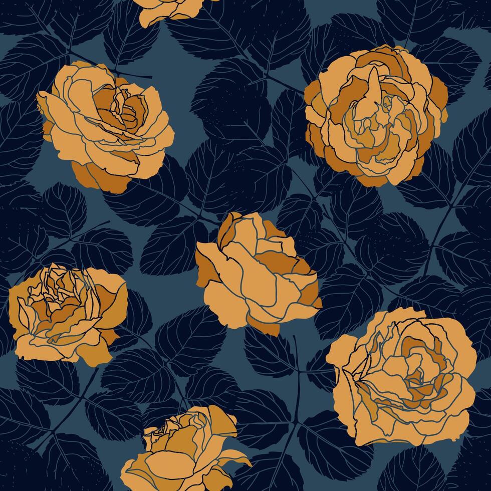 Golden Roses Floral Pattern Design vector