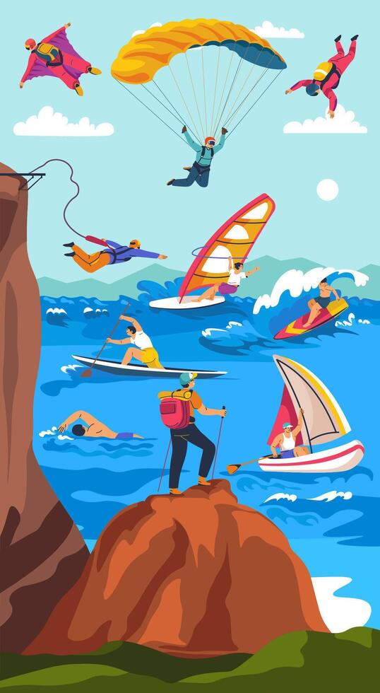 Adventure Sports Compilation Art vector