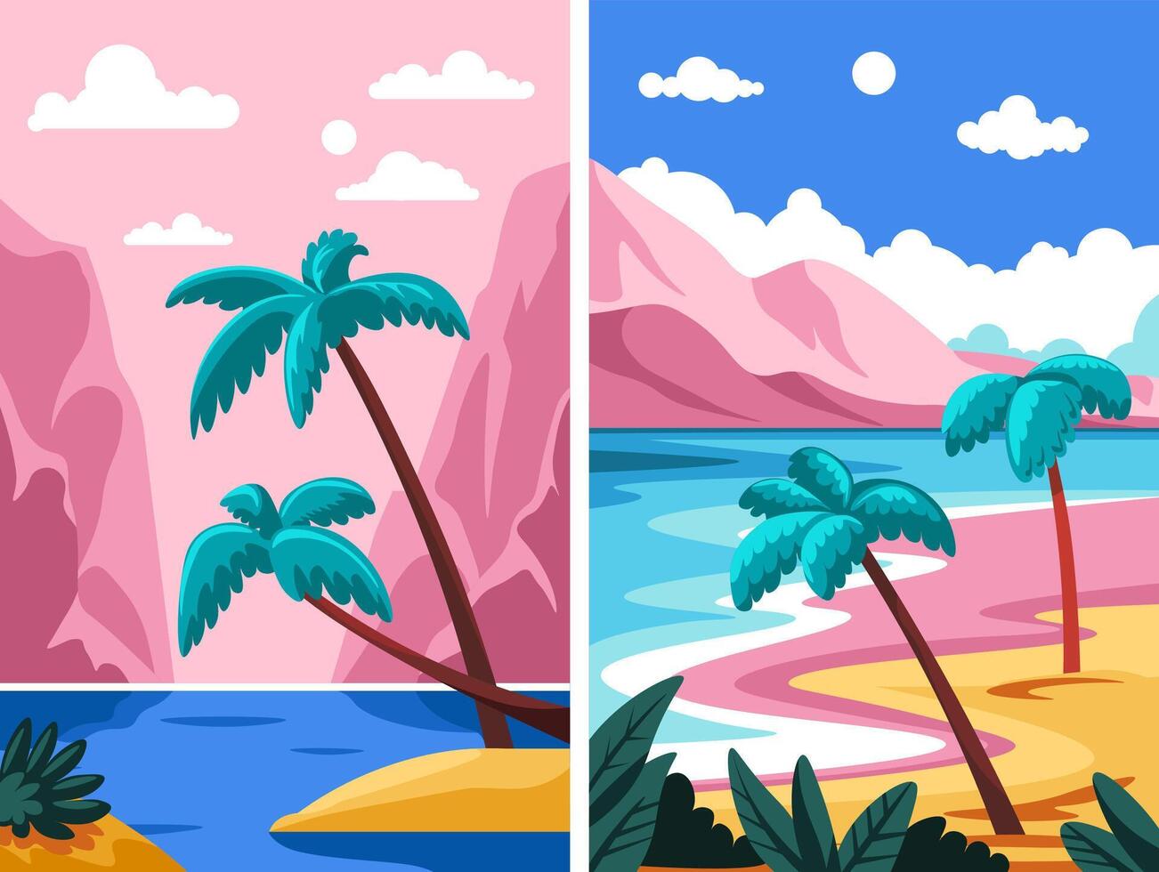 Scenic Beach and Island Views vector