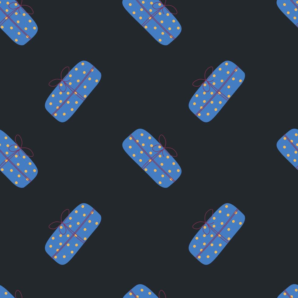 Gift Boxes Pattern on Dark Background vector