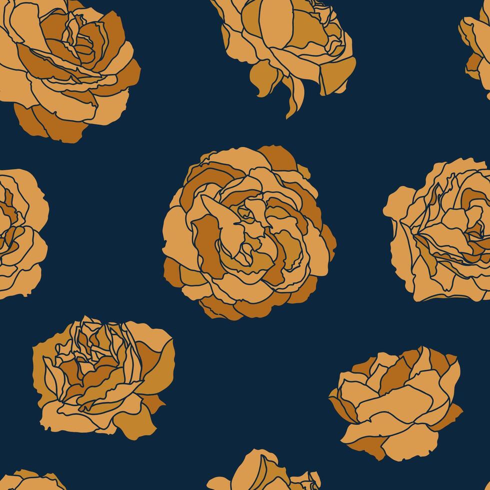 Golden Roses on Navy Background vector