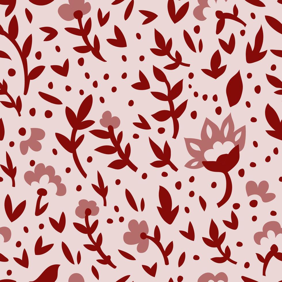 Red Floral Motif Seamless Pattern vector