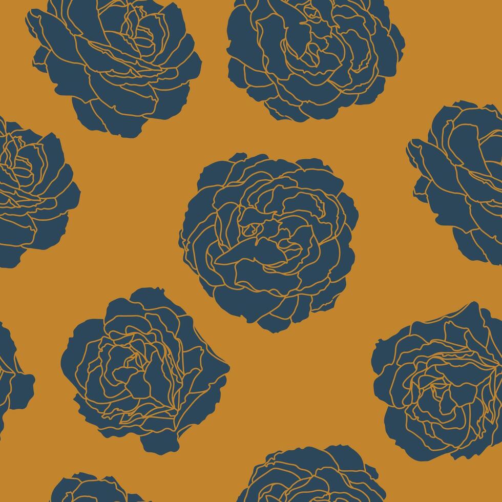 Navy Roses on Orange Background vector