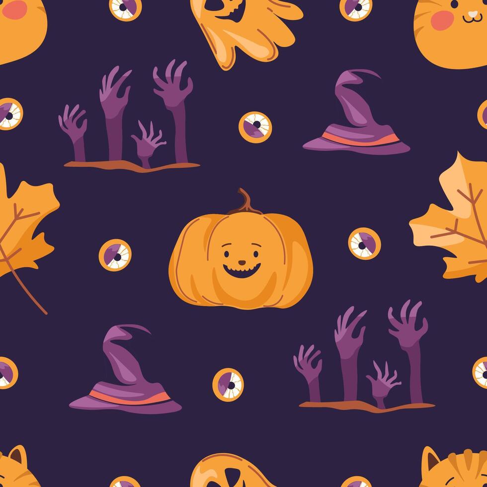 Happy Pumpkin and Zombie Pattern vector