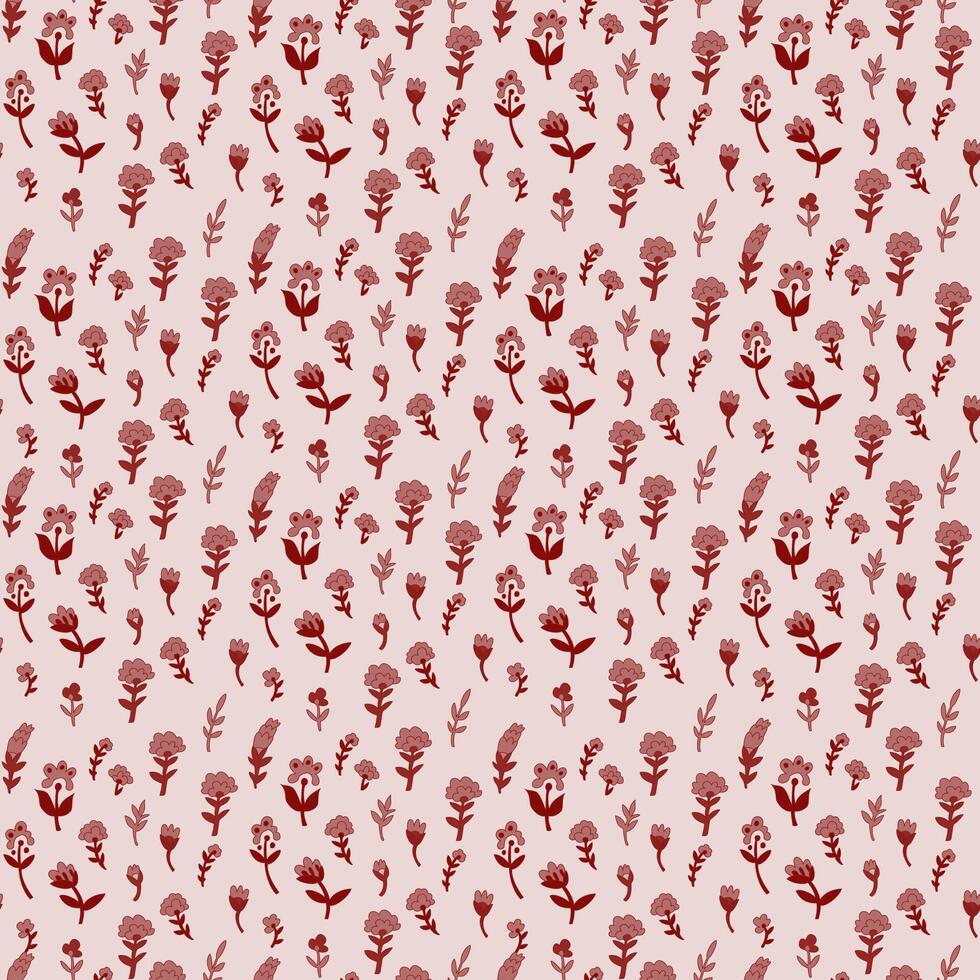 Small Red Floral Seamless Pattern vector