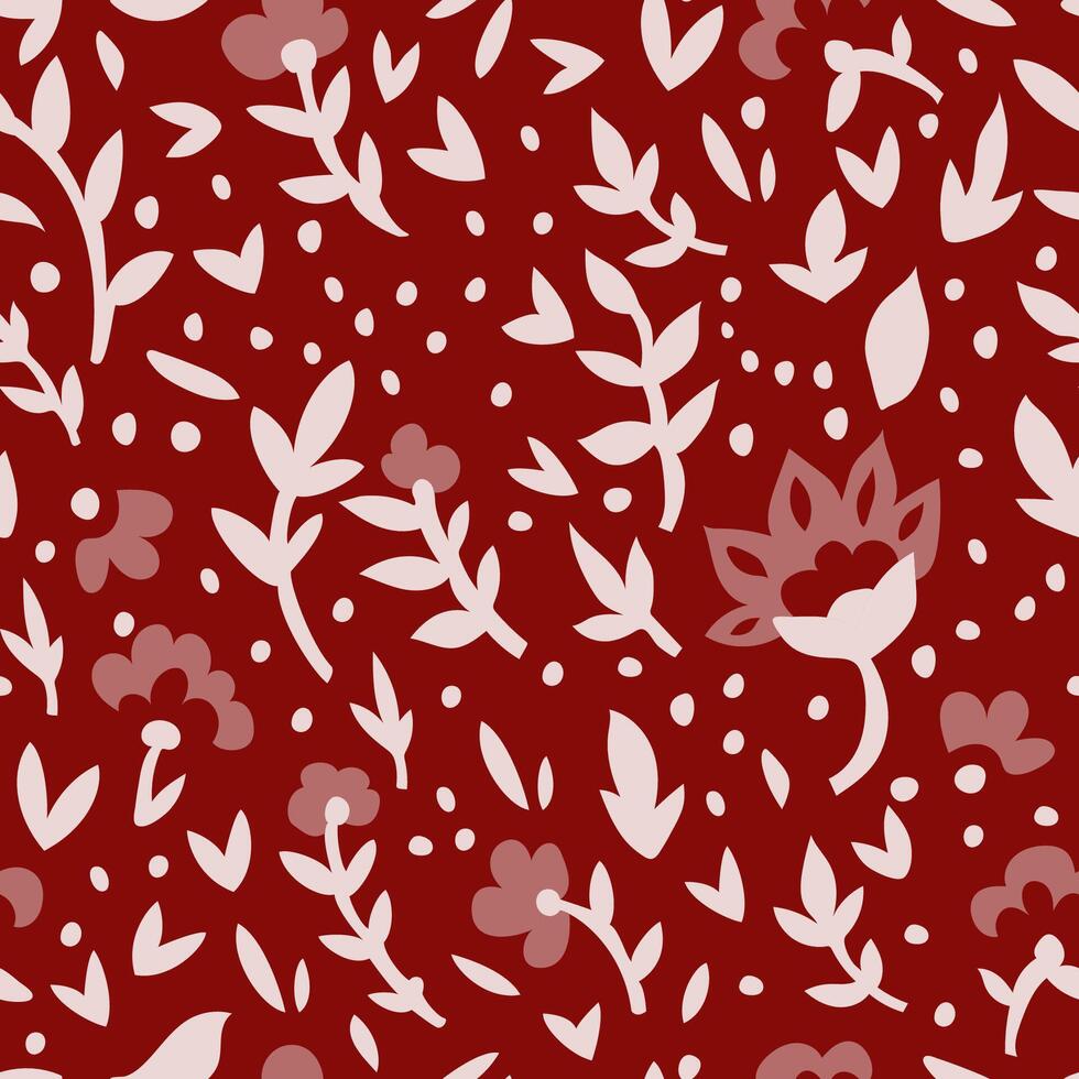 Red Floral Motif Seamless Pattern vector