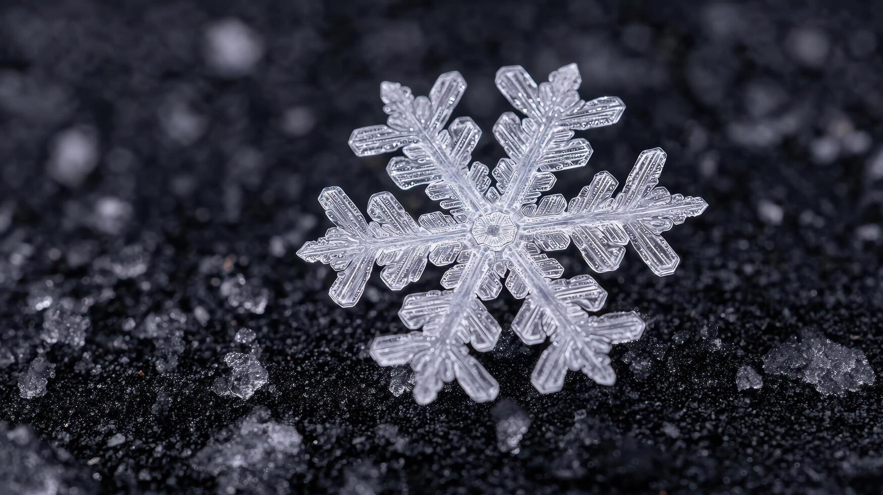 Intricate snowflake crystal on dark background photo