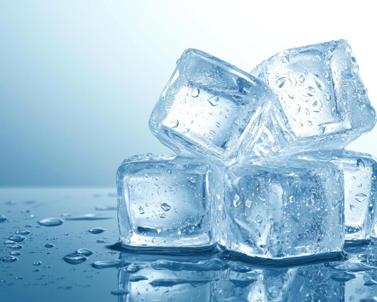 Refreshing ice cubes on a reflective surface photo