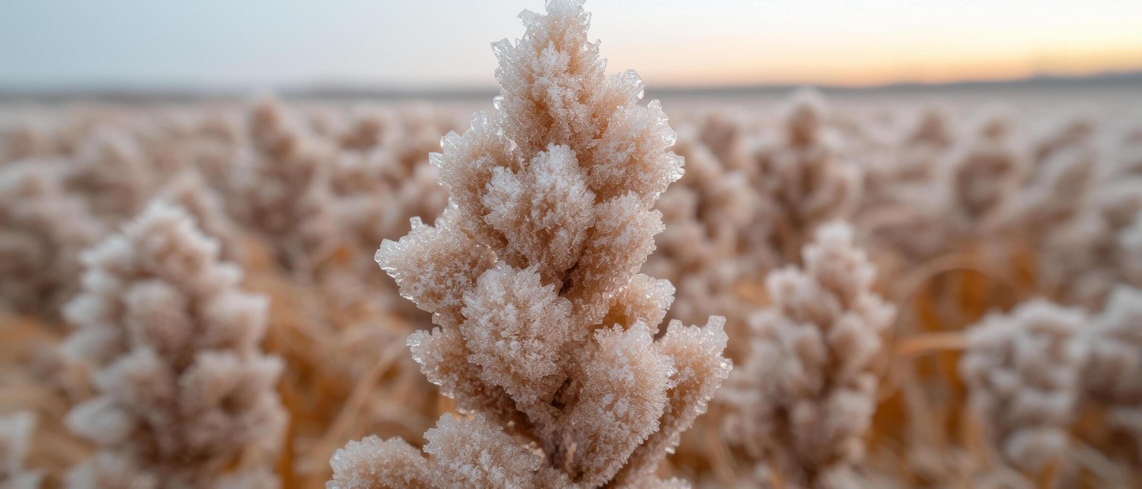 Intricate crystal formations in a winter landscape photo