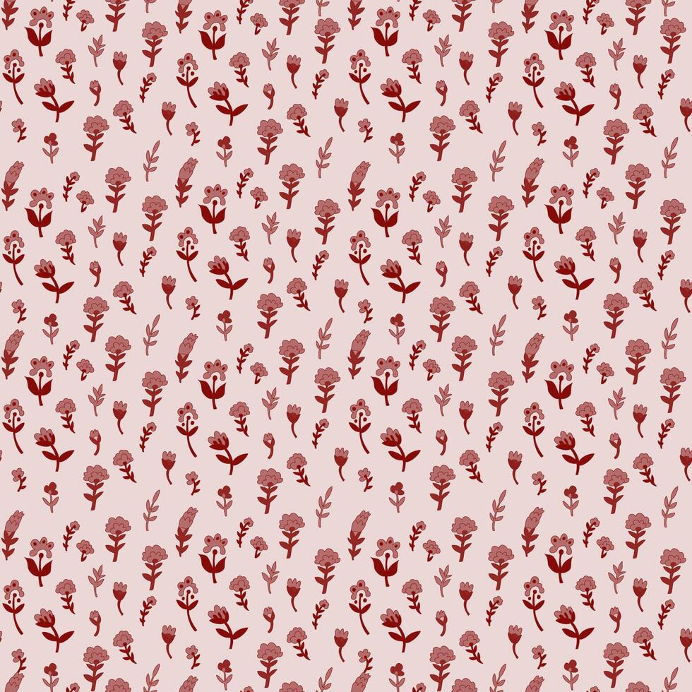 Small Red Floral Seamless Pattern vector