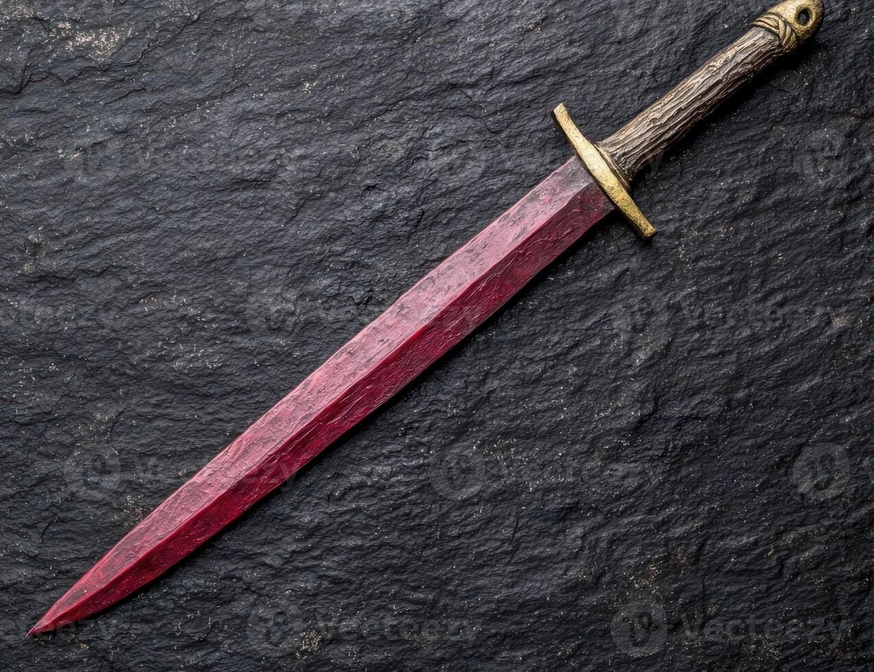 Decorative dagger on dark slate background photo
