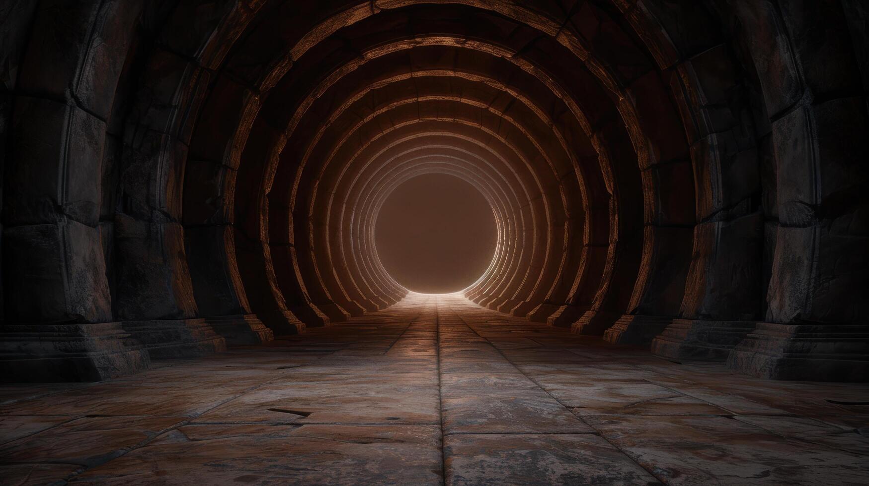 Mysterious tunnel with light at the end photo