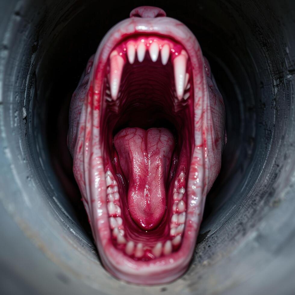Gaping mouth of a dangerous predator photo