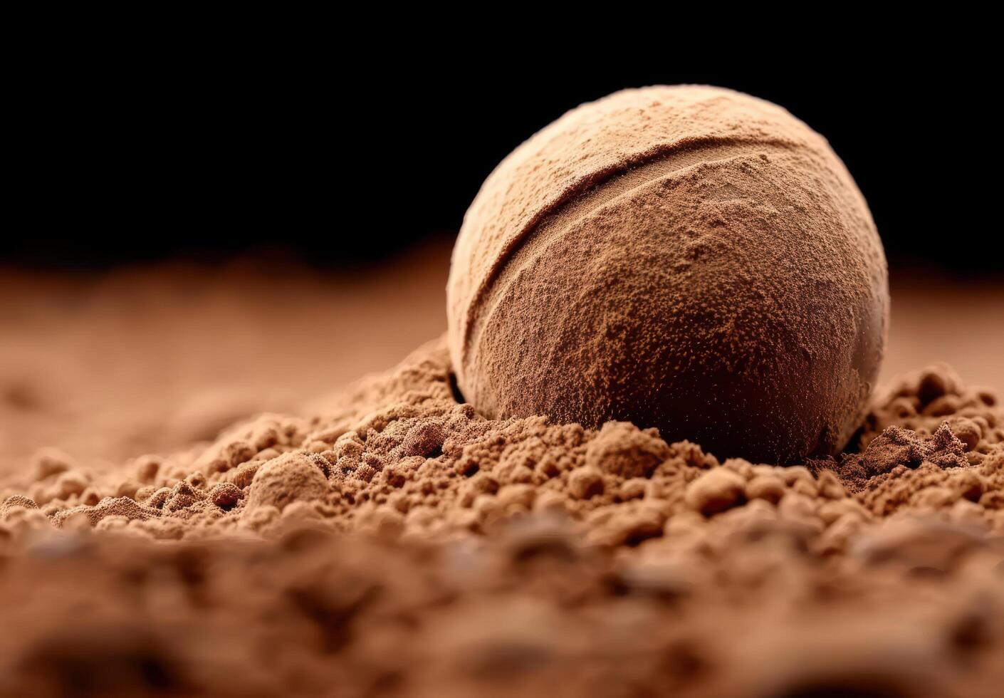 Delicious chocolate truffle on cocoa powder photo