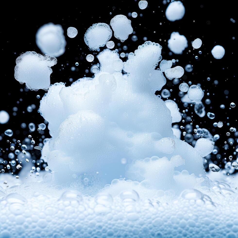 Snowy winter wonderland with icy crystals photo