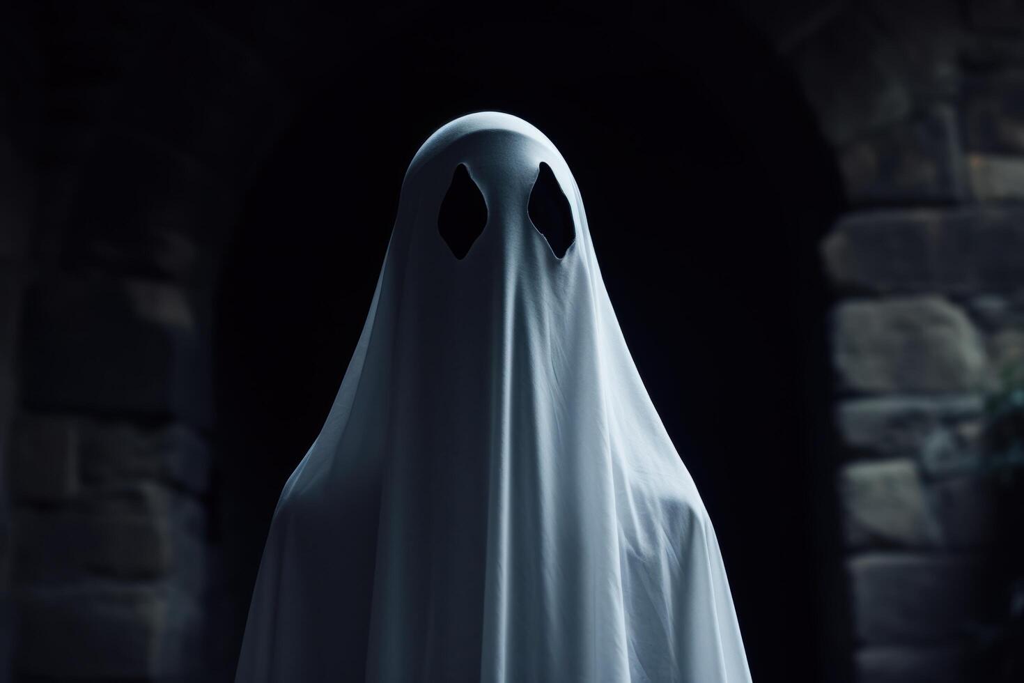 Mysterious ghostly figure in the dark photo
